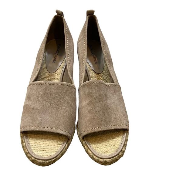 Brand New Donald Pilner Open Toe Wedge Espadrille Sandals Beige Suede Size 10 - Picture 7 of 11